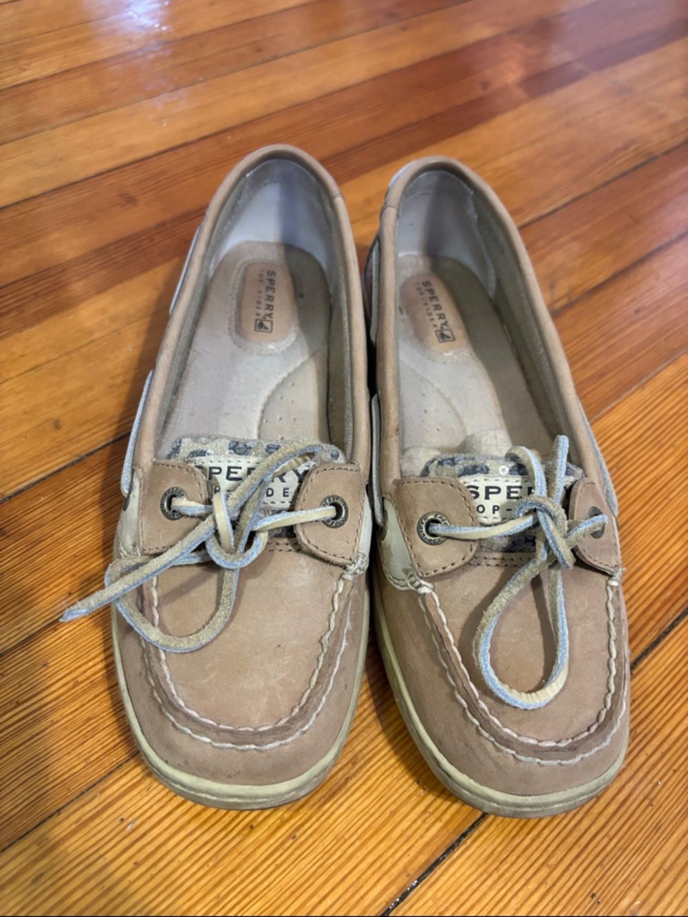 Sperry Women’s Tan Suede Moccasin Loafers with Lace
